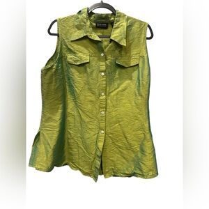 100% silk New York & Company Olive Sleeveless Blouse